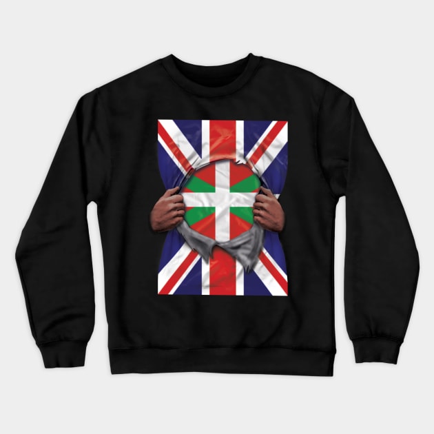 Bilbao Flag Great Britain Flag Ripped - Gift for Basque From Bilbao Crewneck Sweatshirt by Country Flags